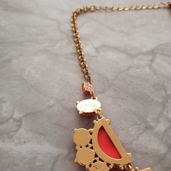 ✨ Kate Spade Day Tripper Coral Resin Rhinestones Statement Necklace ✨ - Picture 14 of 15